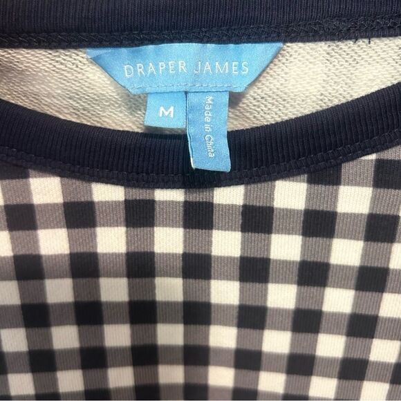 Draper James Natalie Navy Plaid Check Gingham Crew neck Pullover Sweatshirt - Picture 9 of 12
